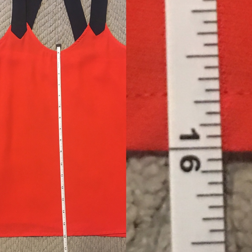 Red Sleeveless Blouse with Navy Straps - Picture 8 of 8
